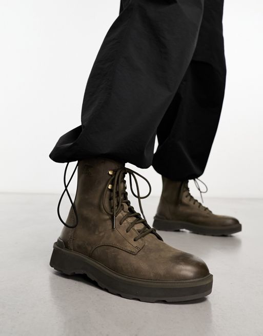 Sorel Hi-Line lace up boots in khaki | ASOS
