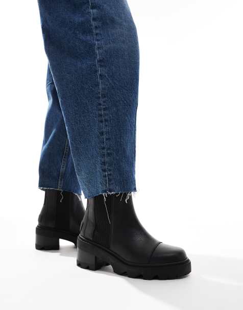 Sorel Joan Now heeled leather chelsea boots in black - view 1