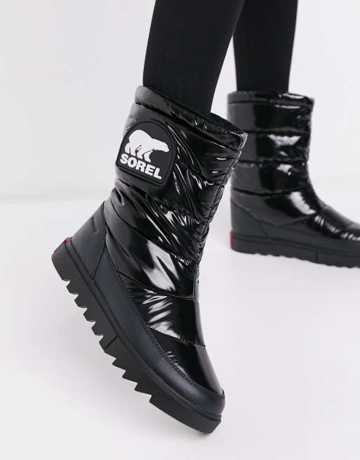 Black patent cheap snow boots