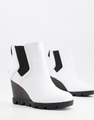 Sorel Joan Uptown chelsea mid heel boots in white