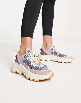 Sorel Kinetic Breakthru Lace Up Flaform Sneakers In Vapor Chalk-multi In Multi