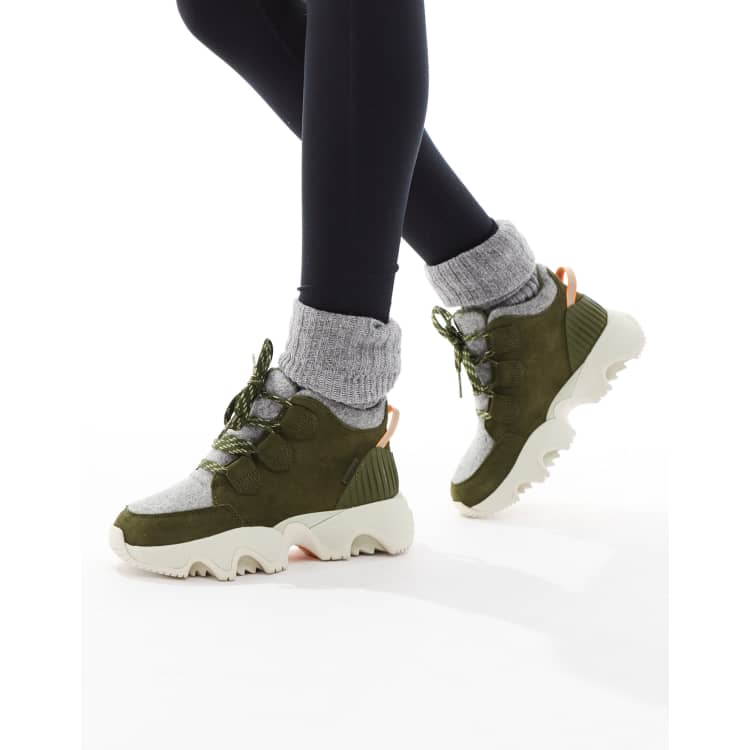 Sorel Kinetic Impact Caribou Plus hiking boots in utility green | ASOS