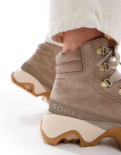 Sorel Kinetic Impact Conquest Plus hiking boots in taupe and gum