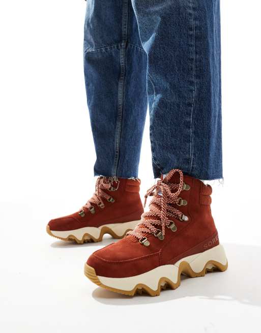 Sorel Kinetic Impact Conquest Plus waterproof suede snow boots in sanguine red and jet, 4 of 4