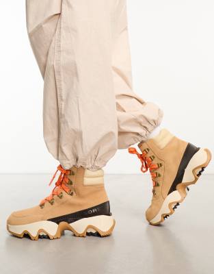 Sorel Kinetic Impact Conquest waterproof lace up boots in camel | ASOS