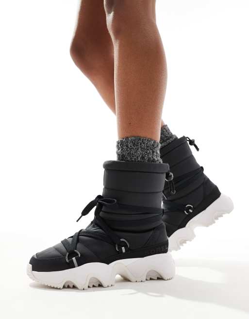 Sorel - Kinetic Impact NXT WP - Sorte og hvide vandtætte dyne-snestøvler med fleece-for, 4 af 4