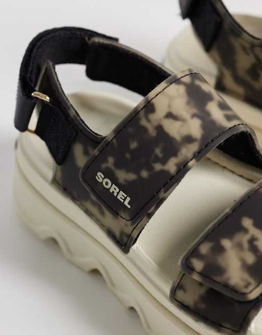 Sorel Kinetic sunchase ankle strap sandal in black and cream, 3 of 4