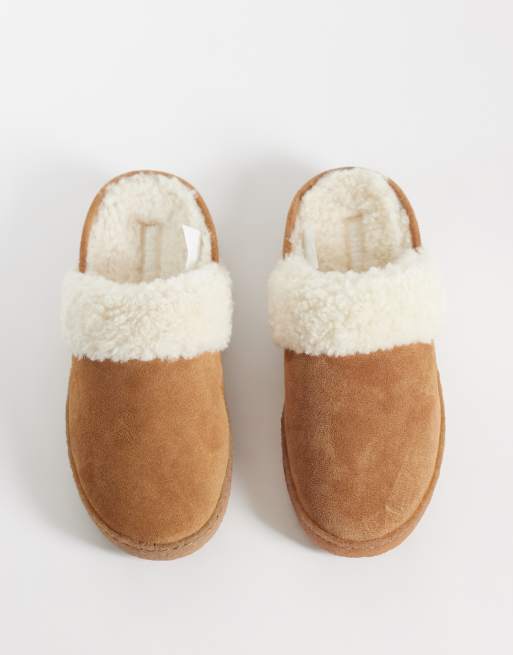 Sorel Nakiska toffel med sherpa-foder i tan, 2 av 4