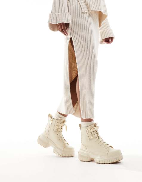Sorel ONA AVE waterproof lace up leather boots in honey white and sea salt - view 1