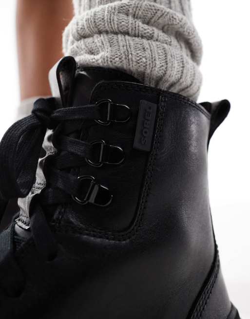 Sorel ONA AVE WP waterproof lace up leather boots in black, 3 of 4