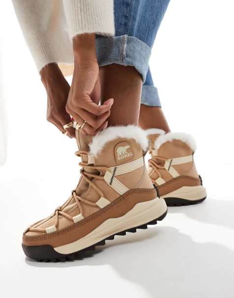 Sorel ONA RMX Glacy Plus WP waterproof fleece lined suede snow boots in canoe and sea salt - view 1