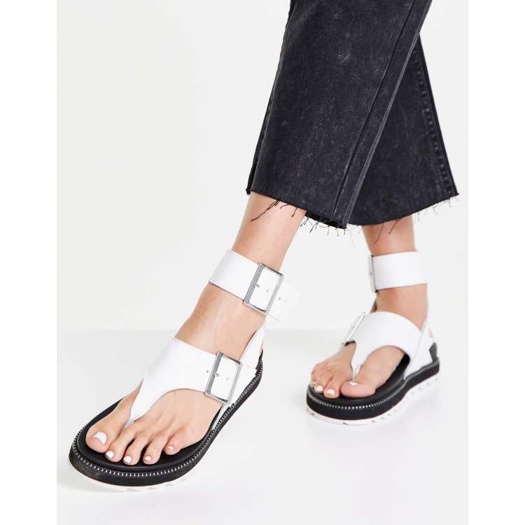 Sorel Roaming t strap sandals in white ASOS