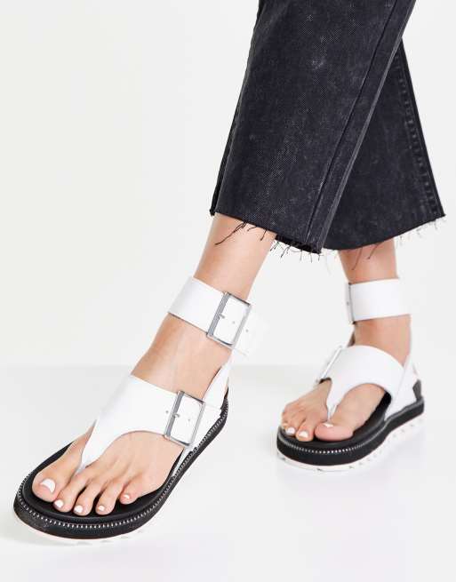 Sorel Roaming t strap sandals in white ASOS