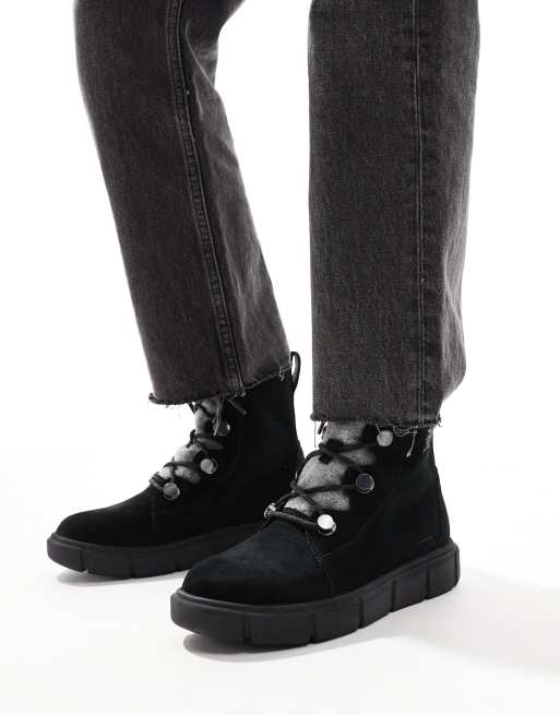 Sorel Sorel Explorer III Joan waterproof leather snow boots in black ASOS