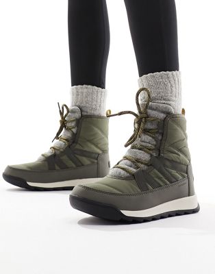 Sorel Whitney waterproof boots in khaki  - ASOS Price Checker
