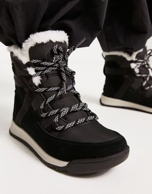 Sorel Whitney II flurry waterproof boots with microfleece lining in black suede  - ASOS Price Checker
