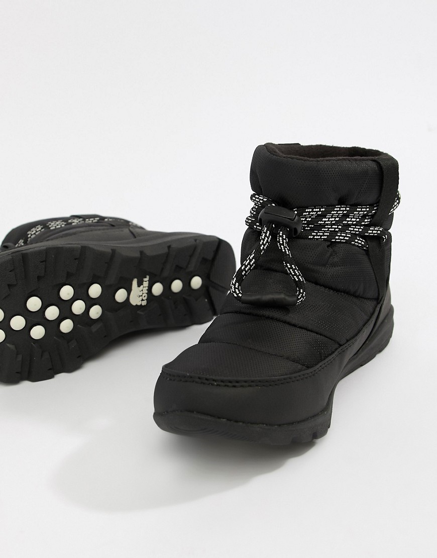 Sorel - Whitney - korte vandtætte nylonstøvler med for af mikrofleece-Sort