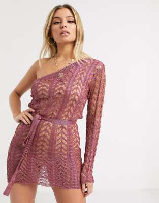 rose gold one shoulder dress