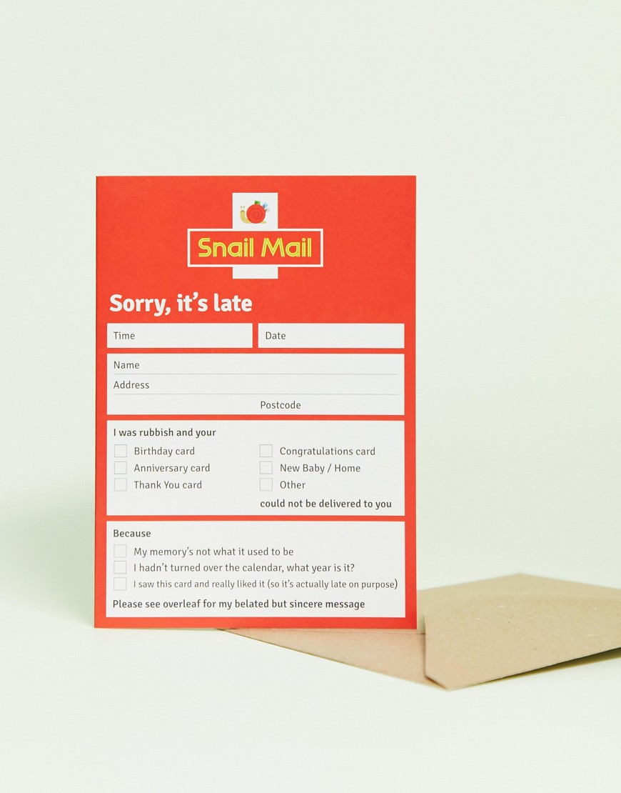 'Sorry it's late' snail-mailkort fra Ohh Deer-Multifarvet