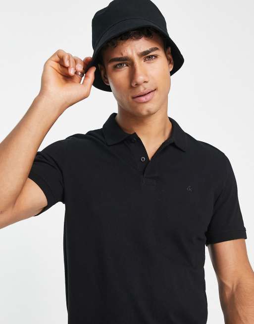 Sort basics polo med smal pasform og piquelogo fra Jack & Jones