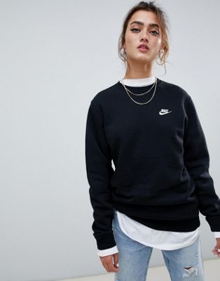 Sort club sweatshirt med rund hals fra Nike