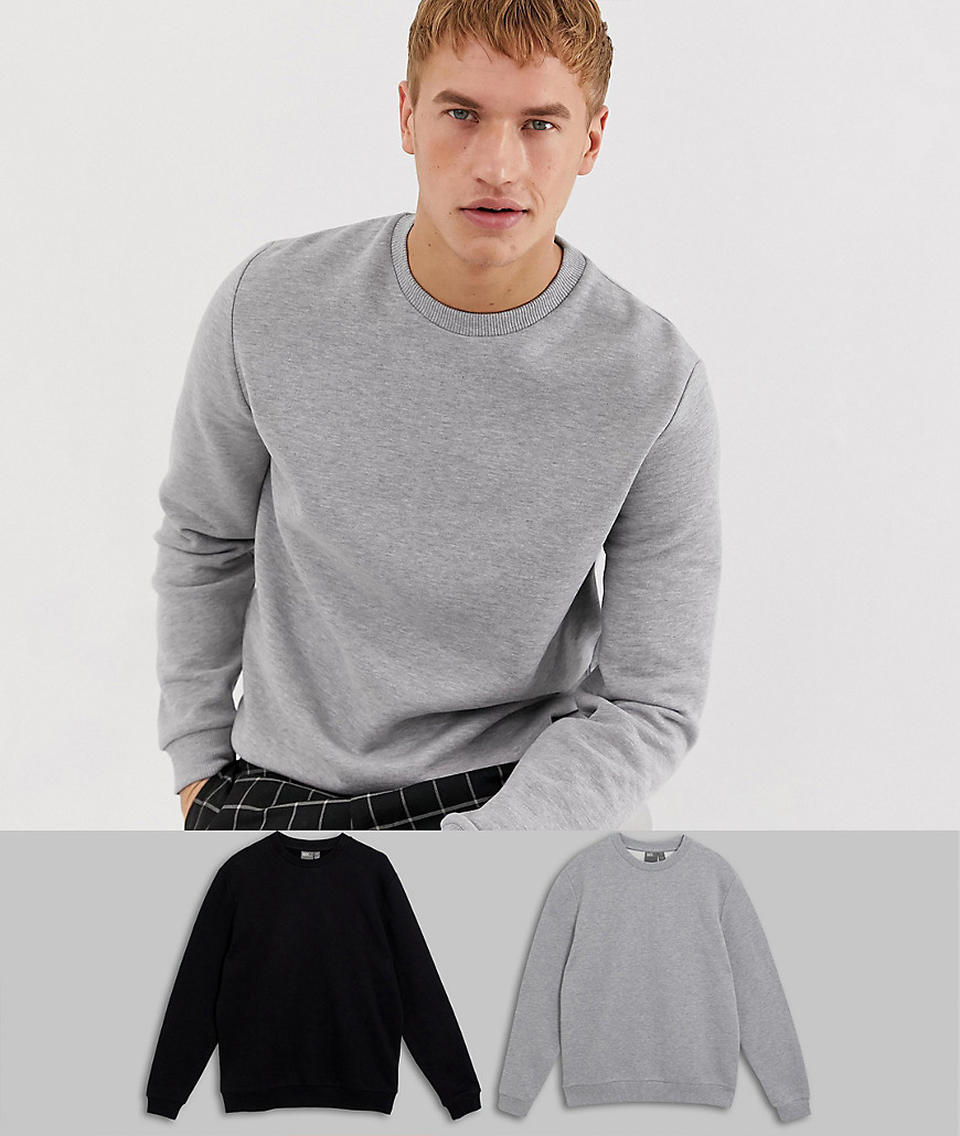 Sort/grå mergelfarvet sweatshirt2 fra ASOS DESIGN-Multifarvet