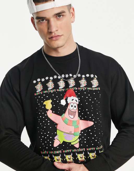 Sort julesweatshirt med Svampebob Patrick, 3 af 4