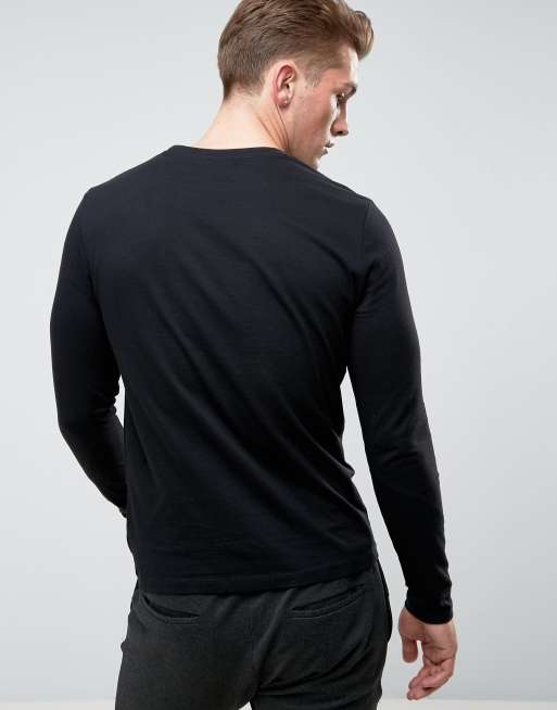Sort langærmet t-shirt med rund hals fra ASOS DESIGN, 2 af 4