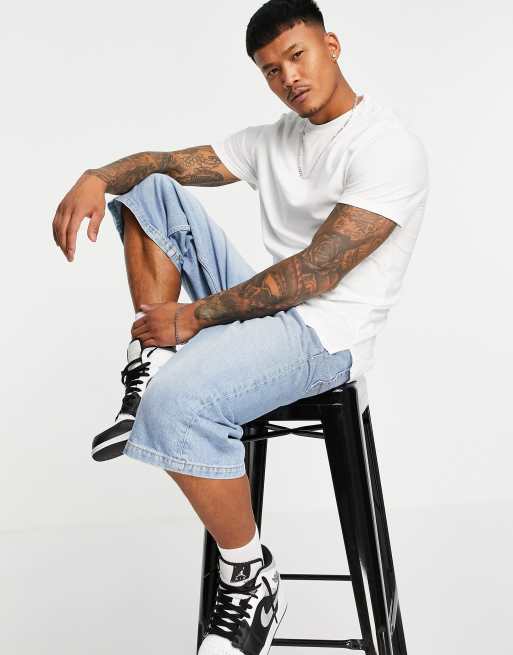 Sort longline t-shirt med rund hals og slidser i siden fra ASOS DESIGN, 4 af 4