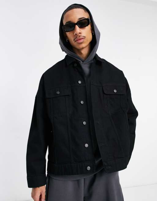 Sort oversized denimjakke fra ASOS DESIGN