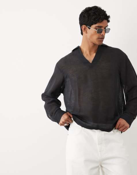 Sort oversized skjorte, som trækkes over hovedet, fra ASOS DESIGN - view 1
