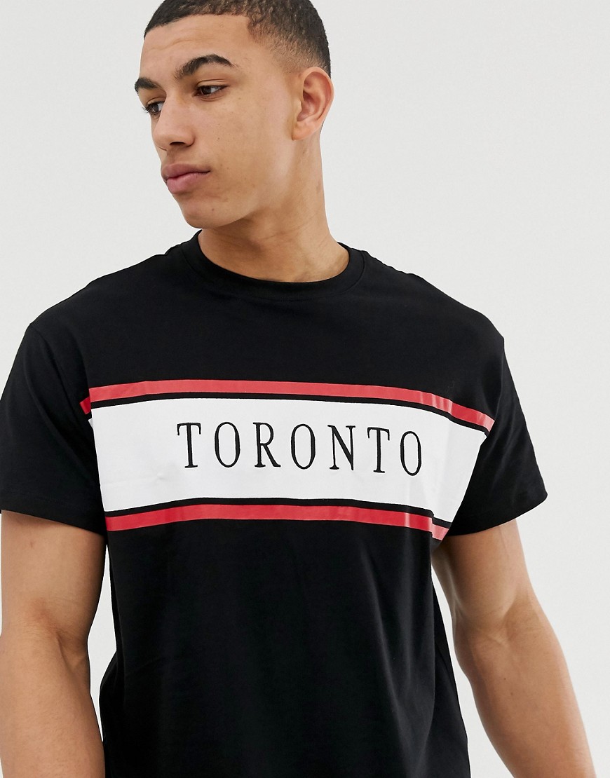 Sort oversized t-shirt med Toronto-print fra New Look