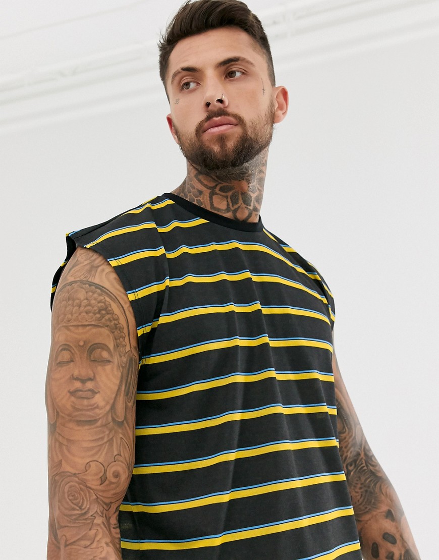 Sort oversized t-shirt uden ærmer med striber fra ASOS DESIGN