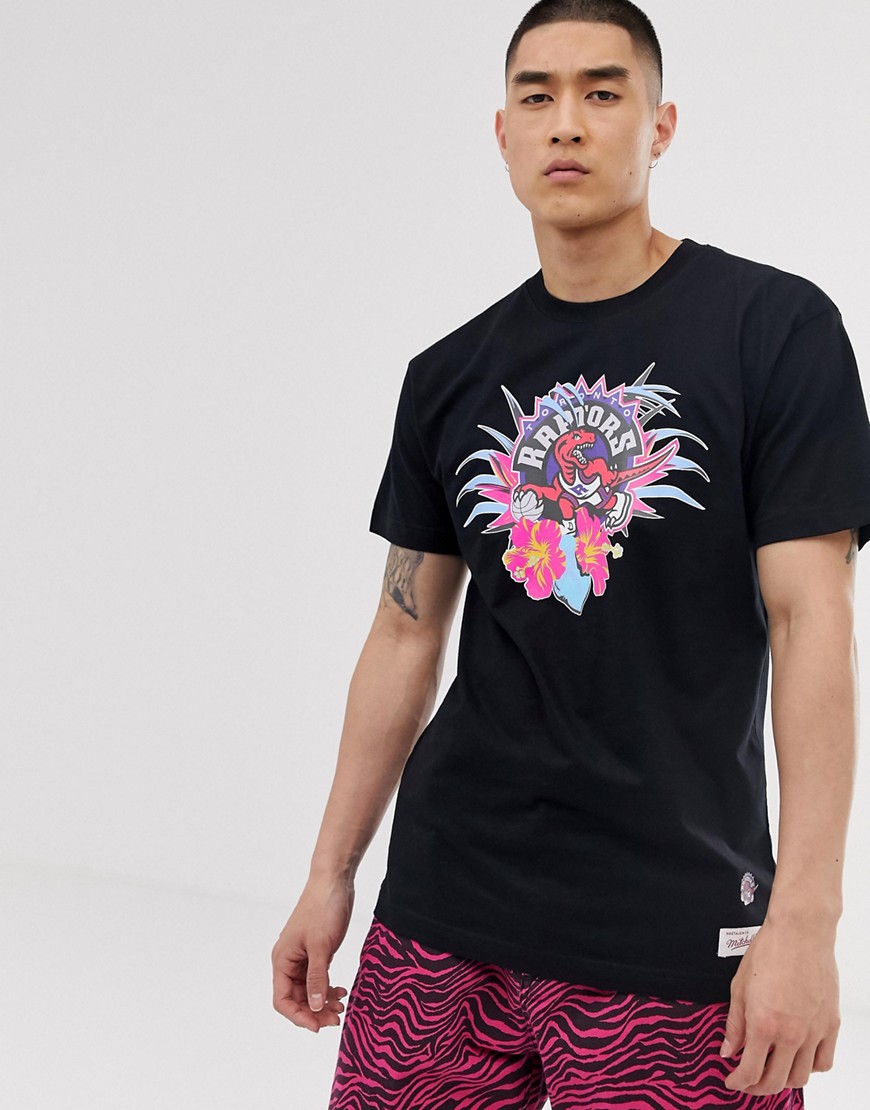 Sort T-shirt med brystprint for NBA Toronto Raptors fra Mitchell & Ness
