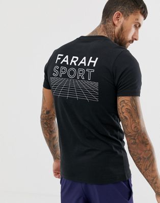 Sort T-shirt med logo på ryggen fra Farah Sport