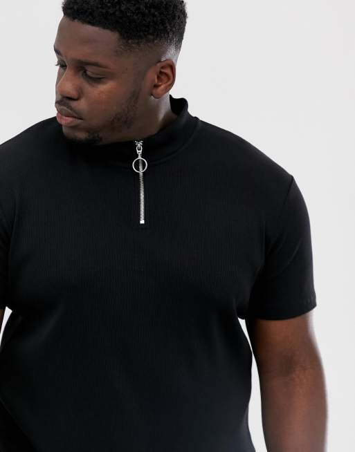 Sort T-shirt med lynlås i halsen fra ASOS DESIGN, 3 af 4