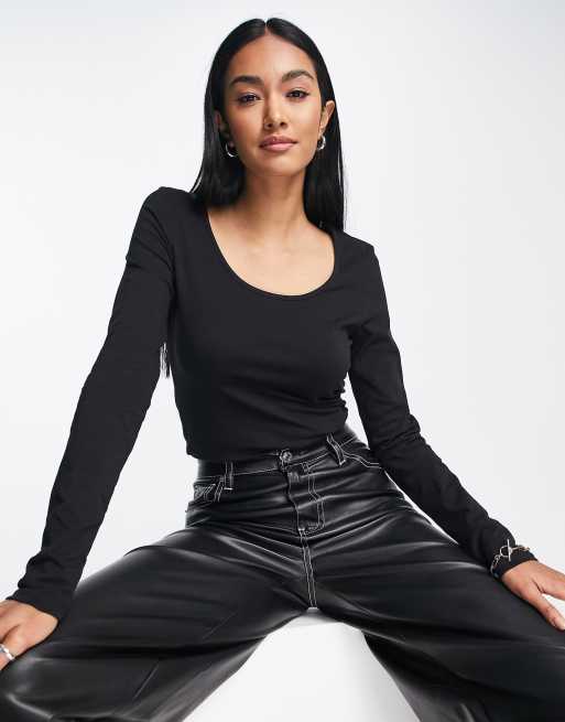 Sort T-shirt med rund hals fra Vero Moda, 3 af 4