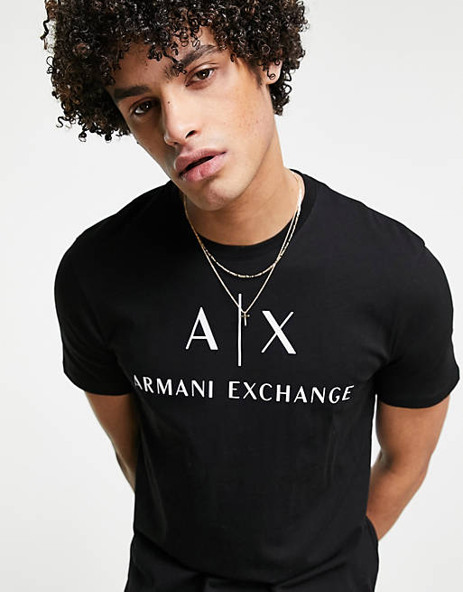 Sort t-shirt med tekstlogo fra Armani Exchange