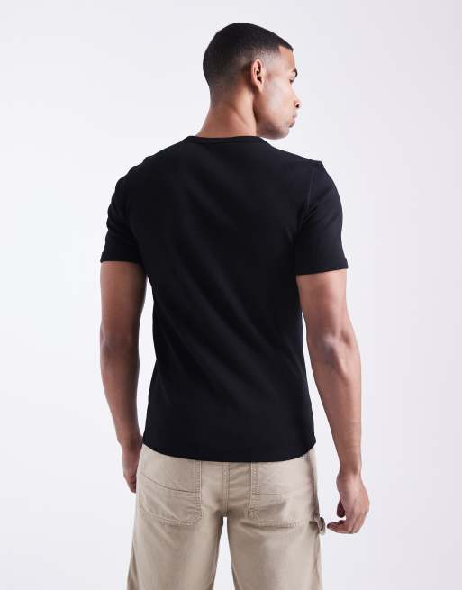 Sort tætsiddende ribstrikket t-shirt fra New Look , 3 af 5