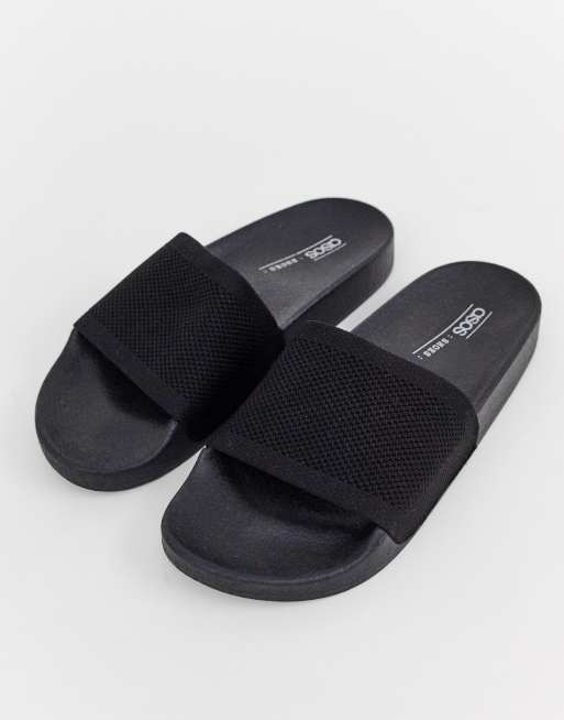 Sorte badesandaler til poolen med strik på bagsiden fra ASOS DESIGN