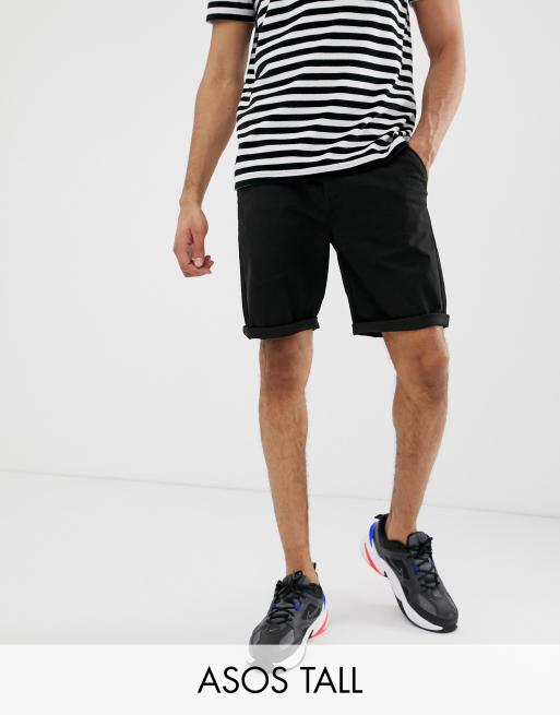 Sorte chinoshorts i smal pasform fra ASOS DESIGN Tall