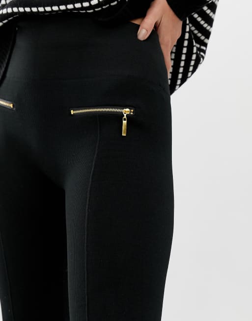Sorte leggings med dobbelt lynlås fra QED London, 3 af 4