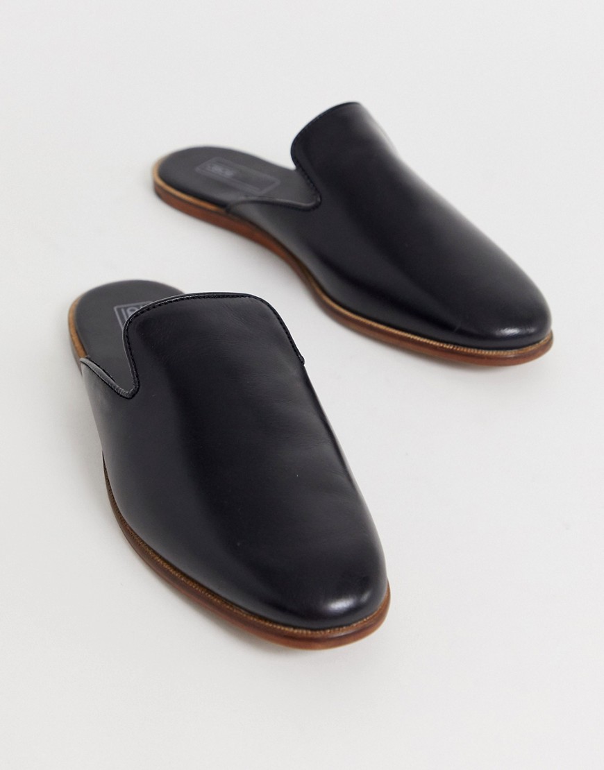 Sorte rygløse loafers i skind fra ASOS DESIGN-Tan