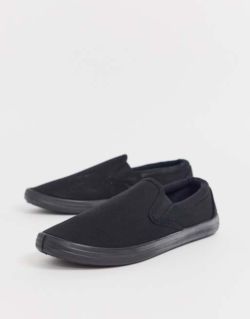 Sorte slip-on lærredsko i kanvas fra ASOS DESIGN, 2 af 4