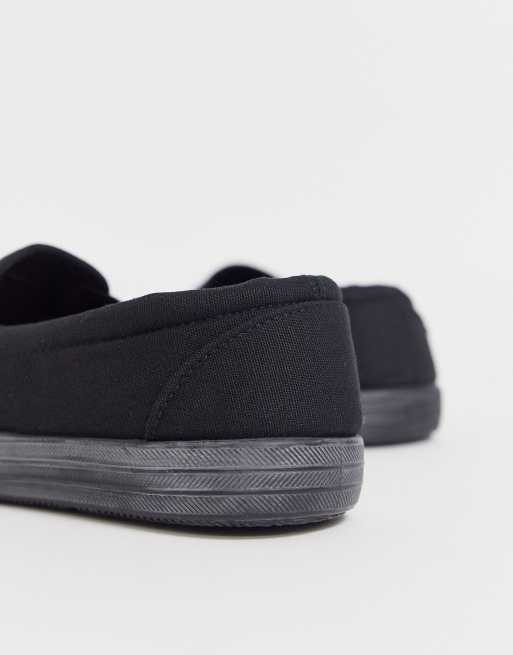 Sorte slip-on lærredsko i kanvas fra ASOS DESIGN, 3 af 4