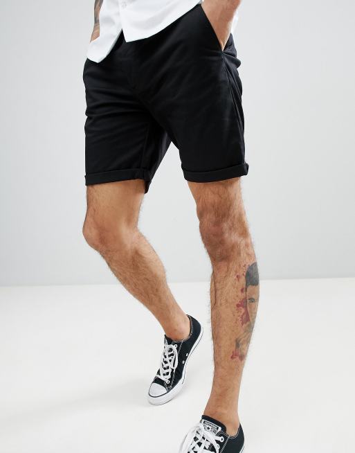 Sorte, smalle chinoshorts fra ASOS