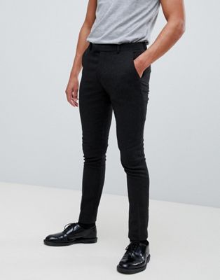 Sorte superskinny smarte bukser i uldblanding fra ASOS DESIGN