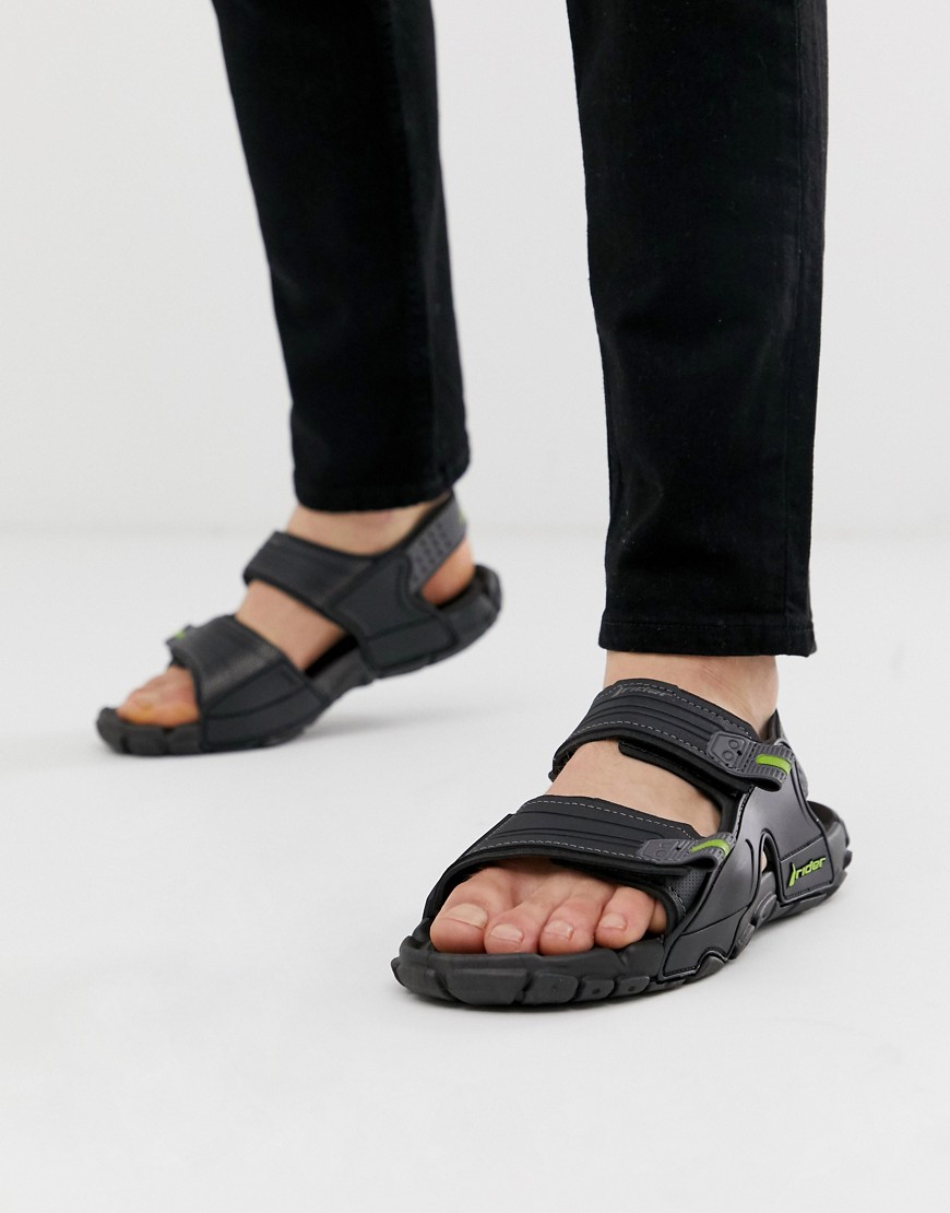 Sorte tender sandaler med tyk sål fra Rider