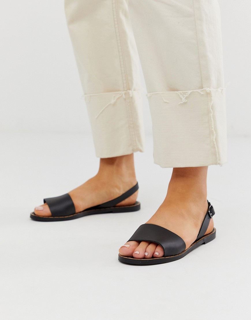 Sorte to-stykke skind sandaler fra Depp