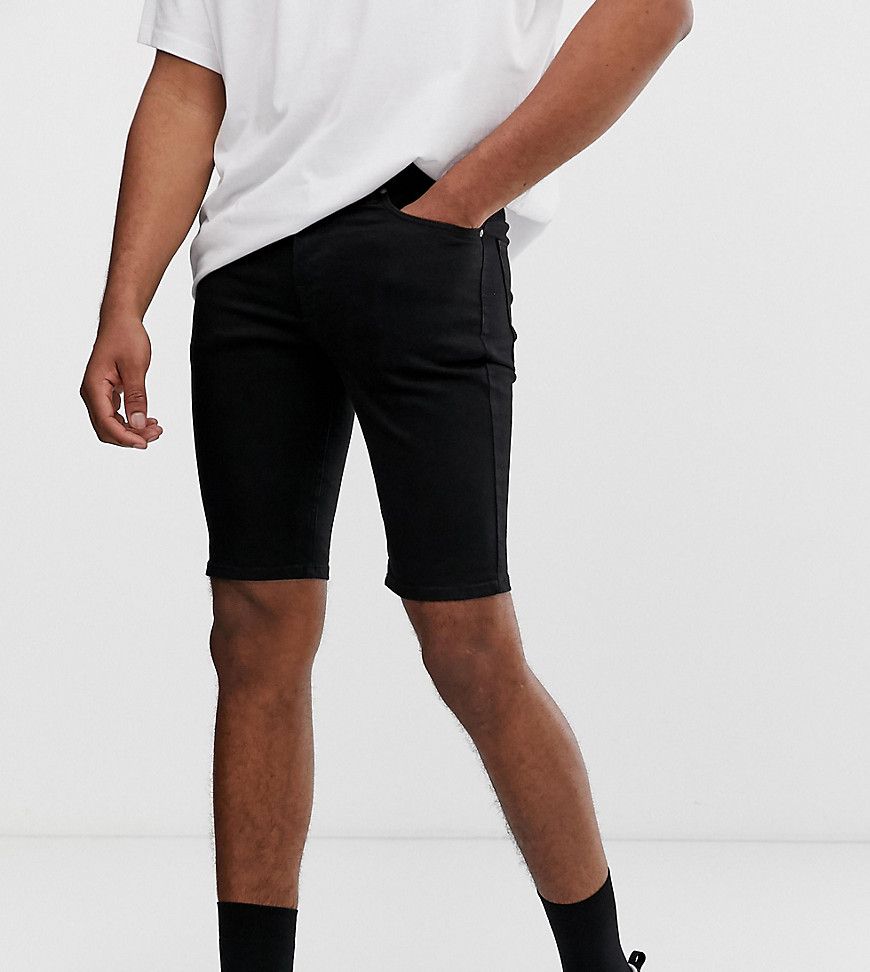 Sorte tætsiddende shorts med meget stræk fra ASOS DESIGN Tall